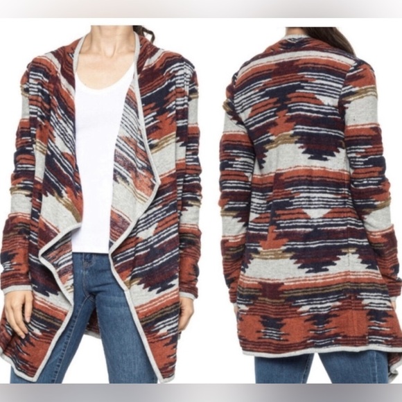 Lucky Brand Sweaters - Lucky Brand|Boho Aztec print open front knit drapey cardigan,NWT,Size small-CUTE